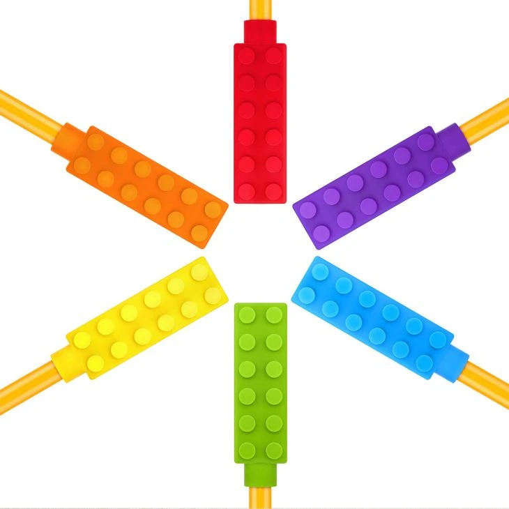 Custom Silicone Brick Chewable Pencil Topper Designs