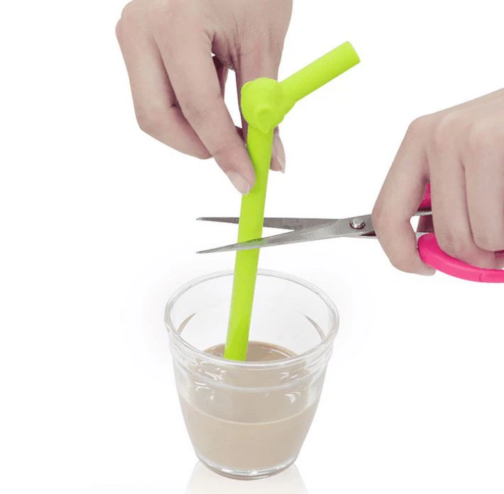 Cute Elephant Shape Drinking Roll Silicone Straw