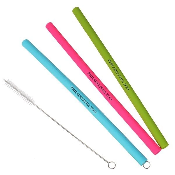 Logo Printed Kitchenware Reusable Silicone Straw