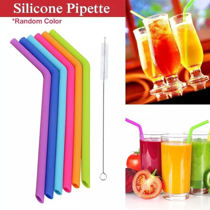 Logo Printed Kitchenware Reusable Silicone Straw